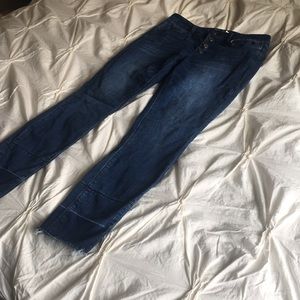 Unpublished High Rise Button Fly Raw Hem Jeans